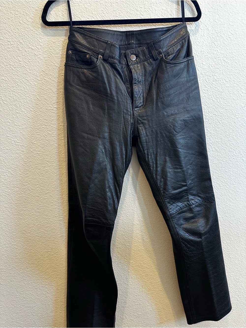 Vintage Co-operative 100% Leather Straight Leg Pants Size 6 Black Lined - Picture 4 of 17